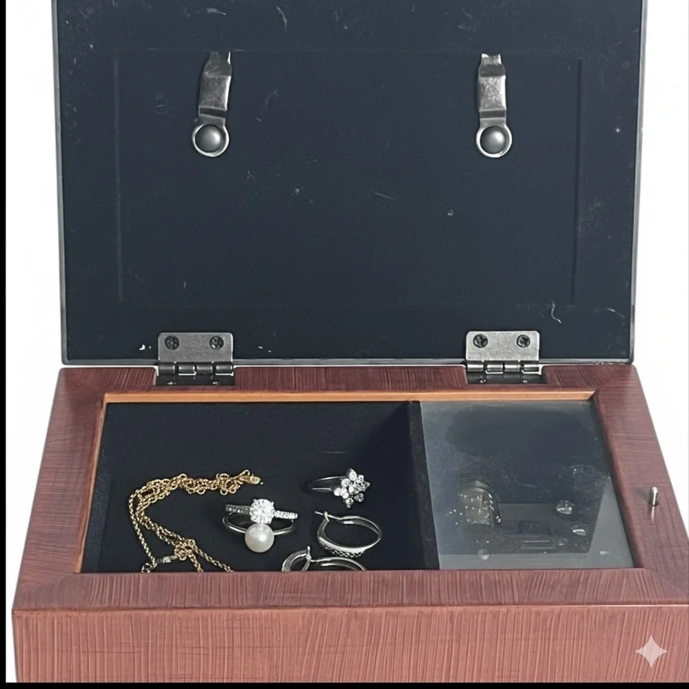 Musical Brown Wooden Keepsake Box – Handcrafted Vintage Jewelry Storage Chest